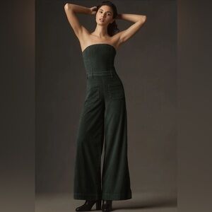 The Skipper Strapless Corduroy Crop Wide-Leg Jumpsuit by Pilcro Sz 4
